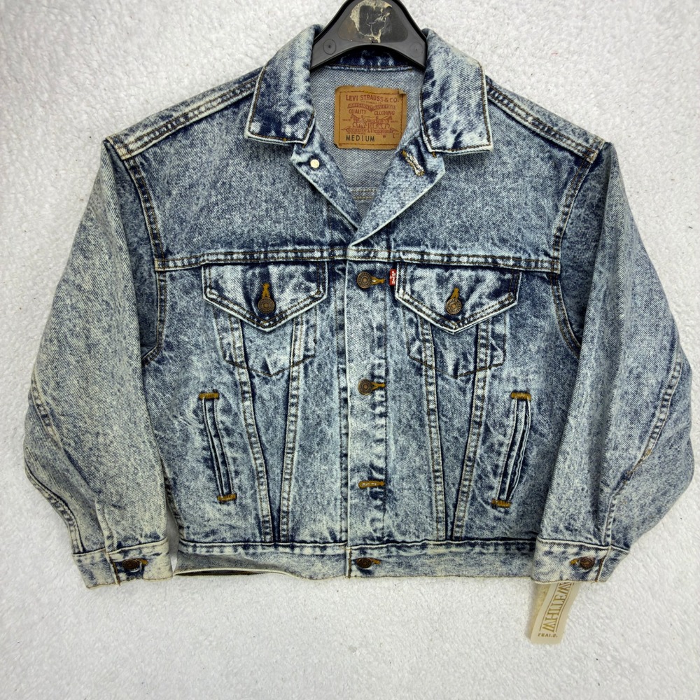 Vintage Levis Kids Medium Acid Wash Denim Trucker Jacket USA NWT NOS 57508-0299